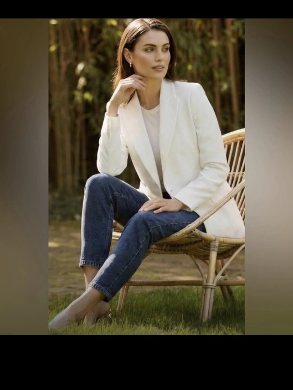 H&M Linen White Blazer